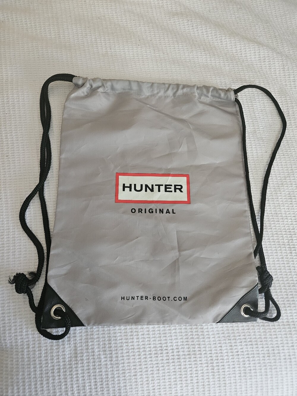 Hunter Gray Drawstring Backpack with Black Accents